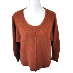 Cynthia Rowley Round Neck Sweater Long Sleeve Burnt Orange Brown Knit Size L